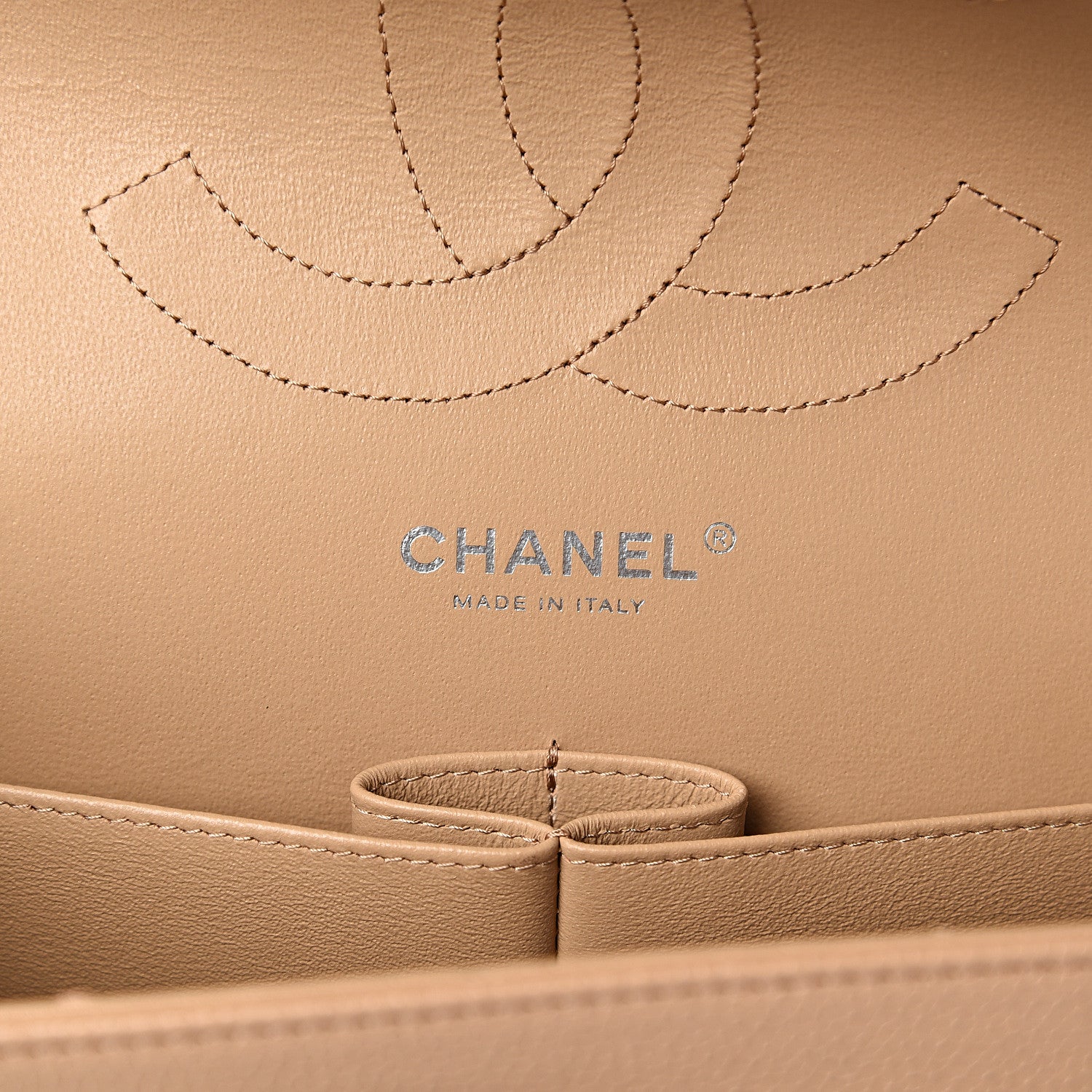 Chanel Caviar Chevron Quilted Jumbo Double Flap Beige 5 of 9