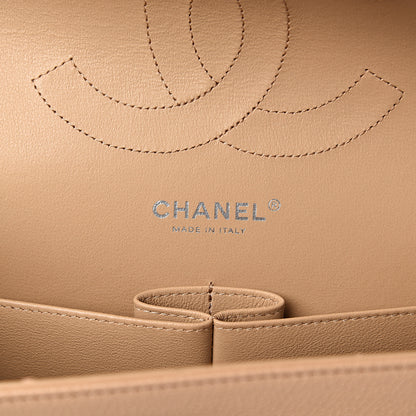 Chanel Caviar Chevron Quilted Jumbo Double Flap Beige 5 of 9