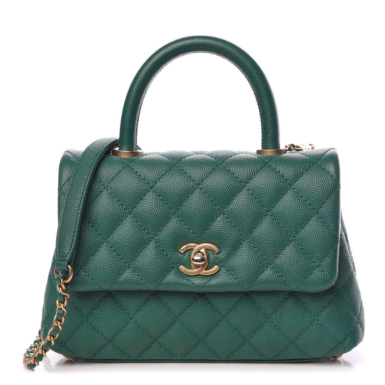 Chanel Caviar Quilted Mini Coco Handle Flap Green 1 of 11
