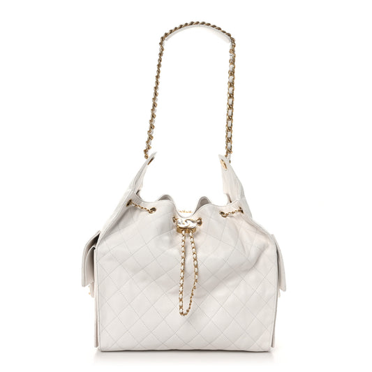 Caviar Quilted Medium Chanel 25 Handbag White