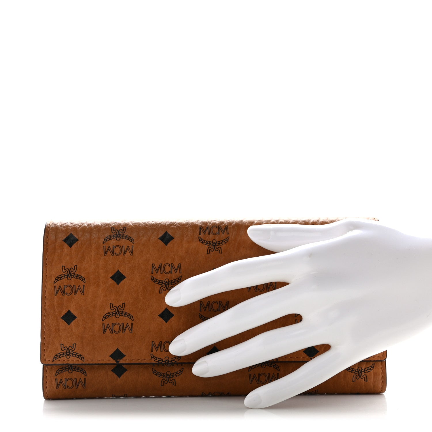 MCM Visetos Large Trifold Flap Wallet Cognac 2 of 7