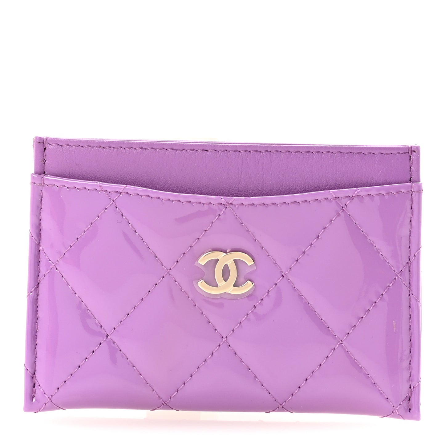 Patent Quilted Card Holder Purple