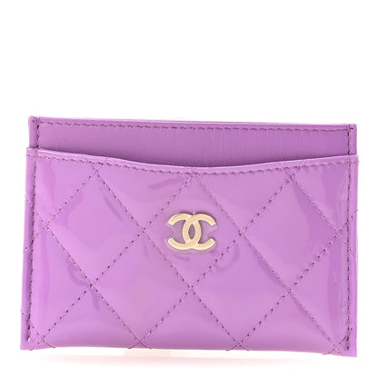 Chanel Patent Quilted Card Holder Purple 1 of 9