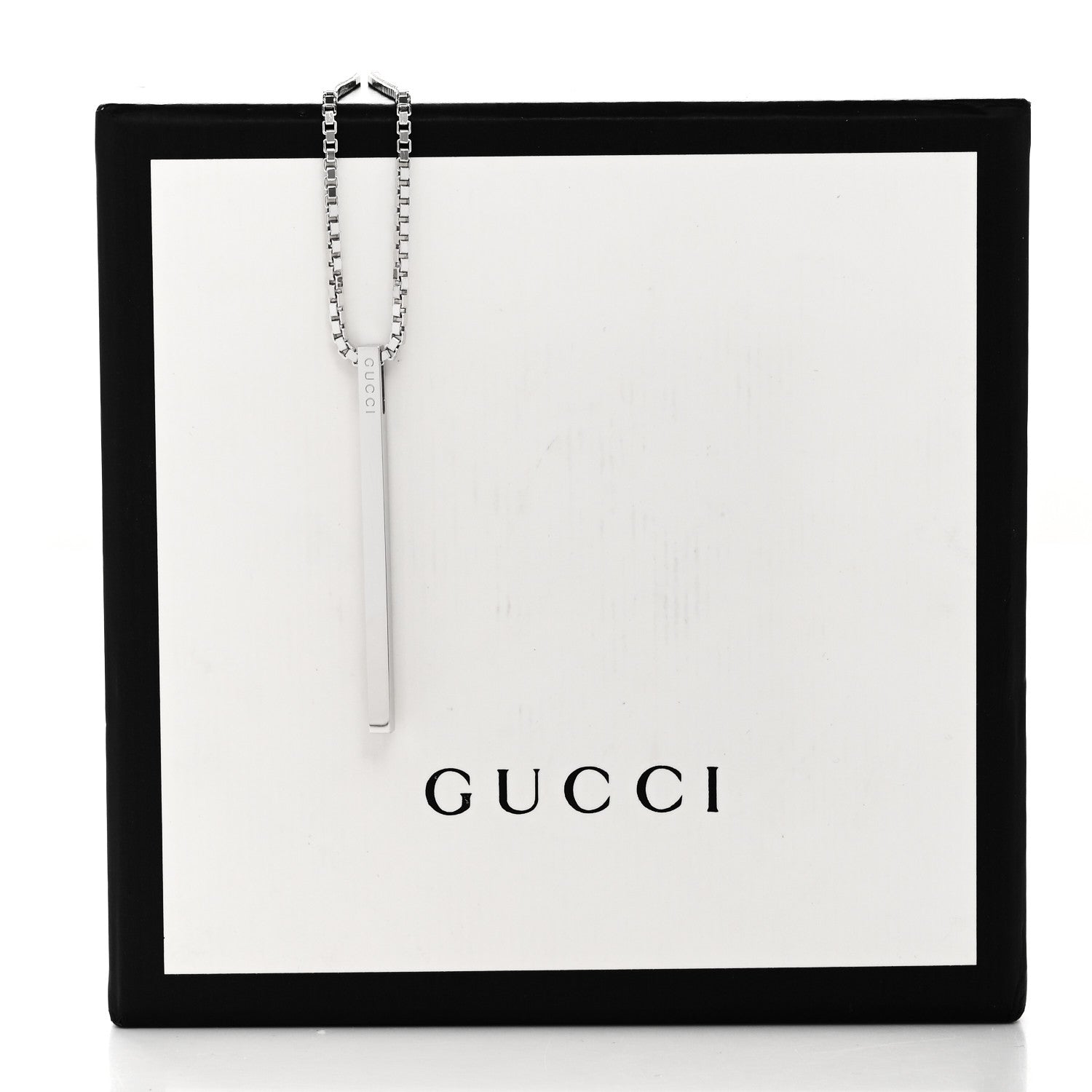 Gucci Sterling Silver Bar Pendant Necklace 5 of 5
