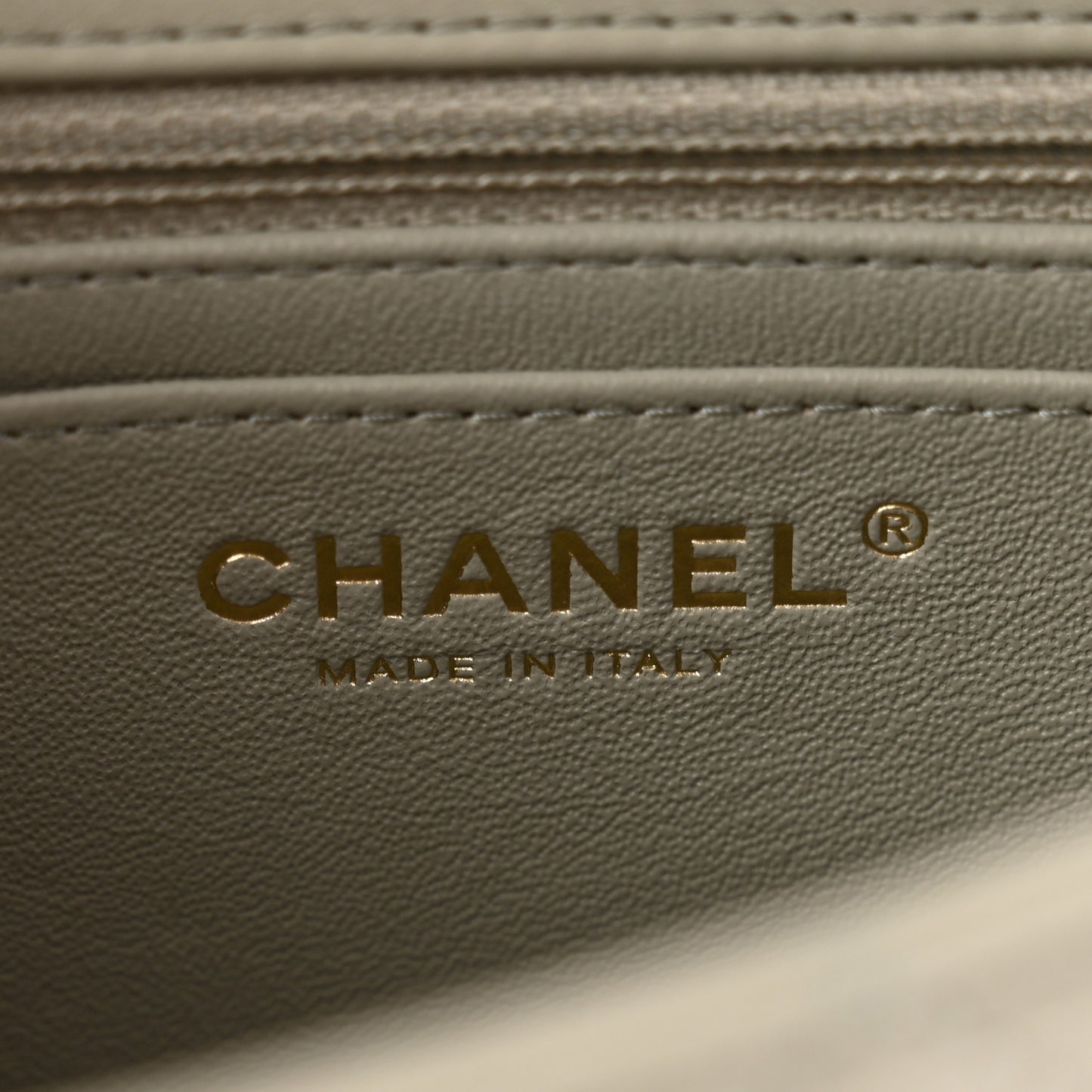 Lambskin Quilted Mini Rectangular Flap Grey