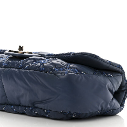 Chanel Nylon Quilted Medium Tweed on Stitch Bubble Flap Blue 10 of 11