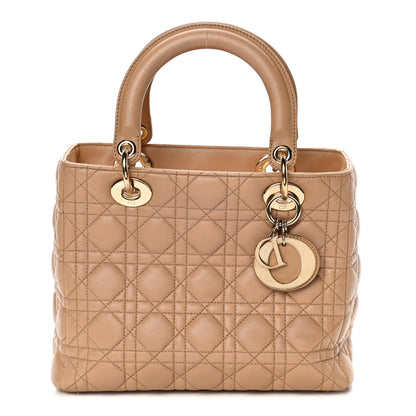 Christian Dior Lambskin Cannage Medium Lady Dior Beige 1 of 12