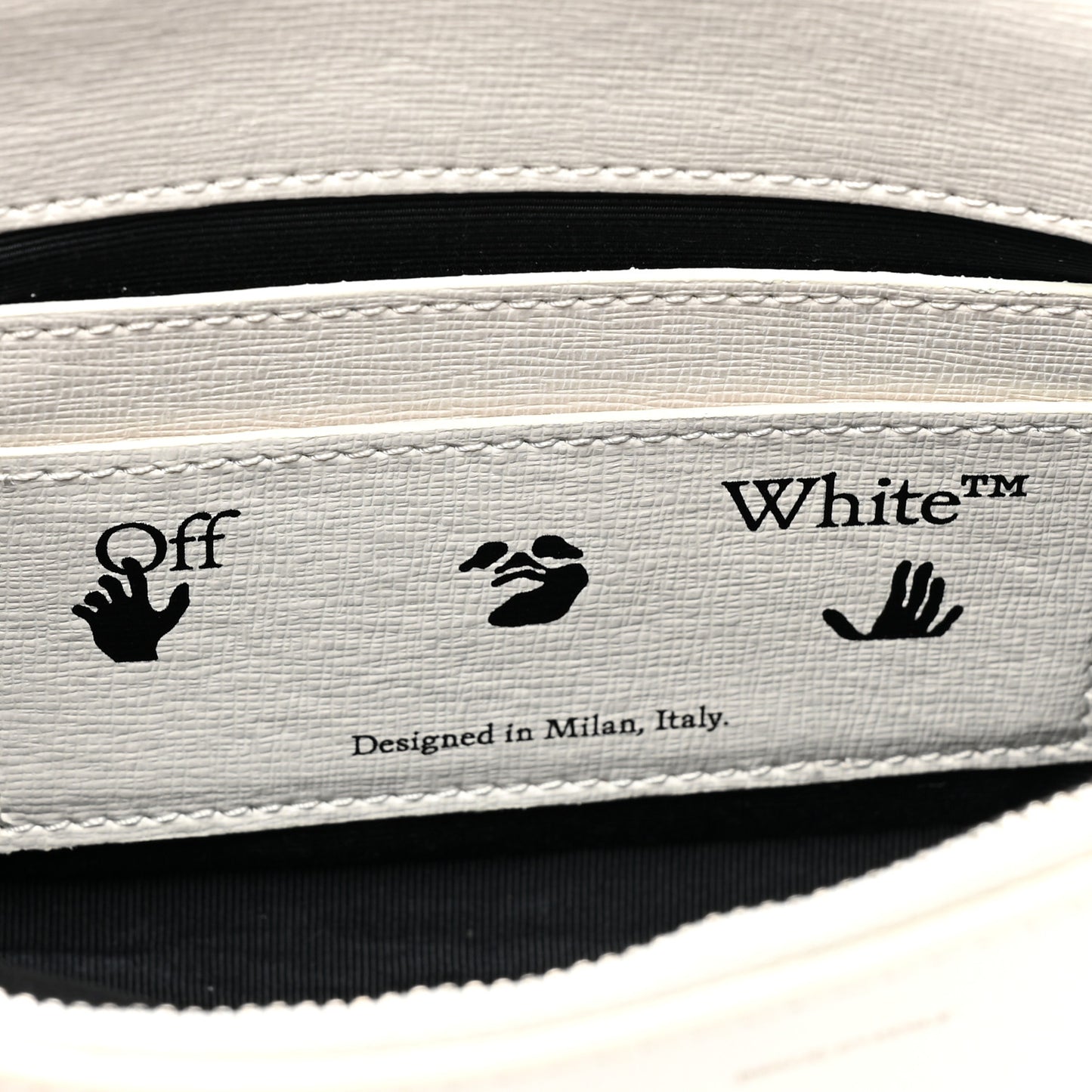 Saffiano Striped Mini Diag Binder Clip Bag White Black Yellow
