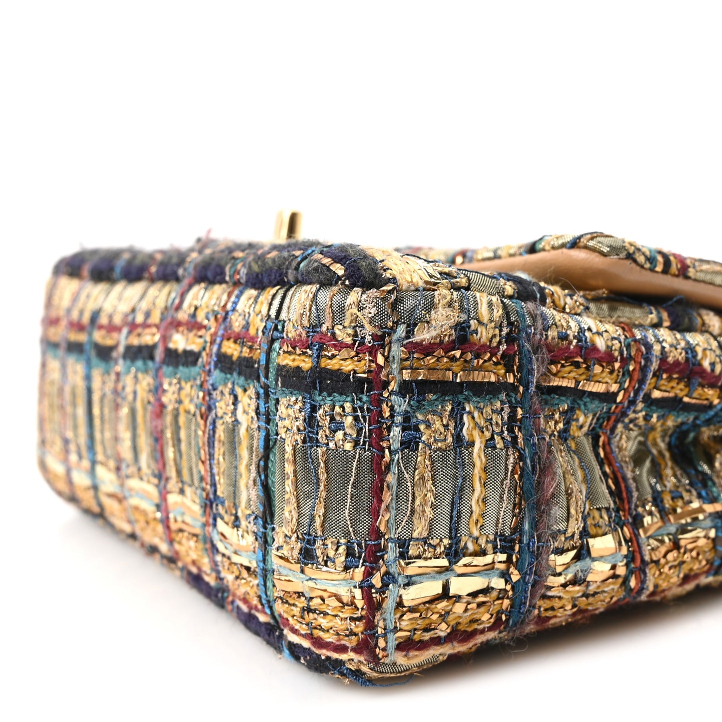 Tweed Quilted Egyptian Mini Rectangular Flap Green Black