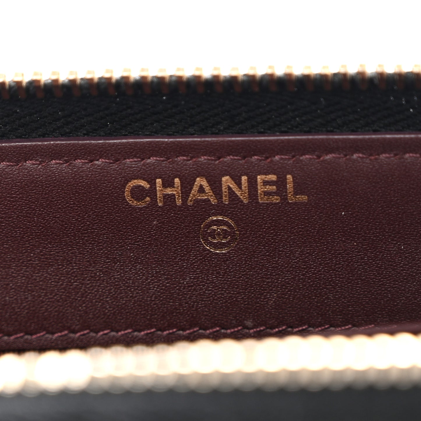 Lambskin Quilted Large Gusset Zip Around Wallet Black