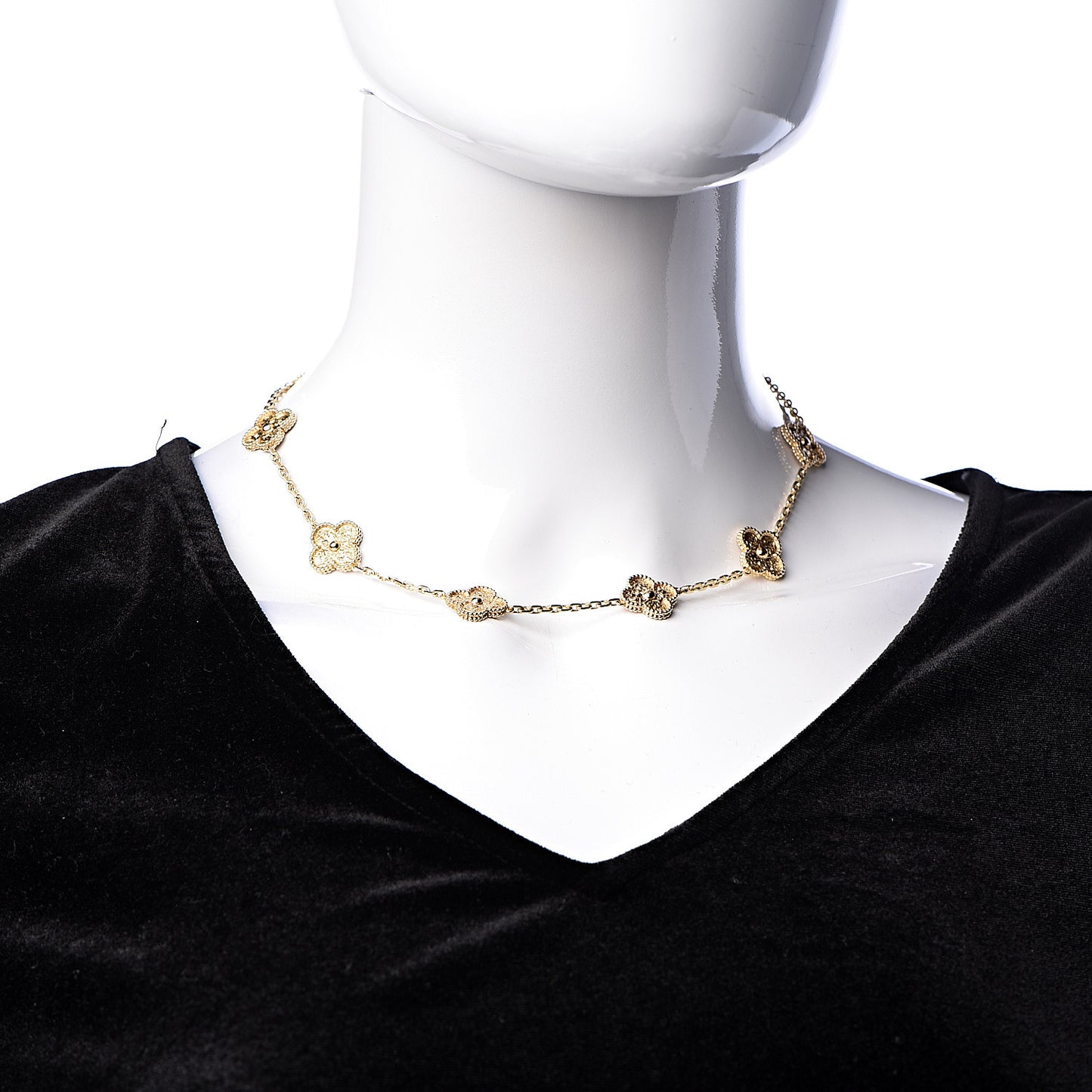 18K Yellow Gold 10 Motifs Vintage Alhambra Necklace