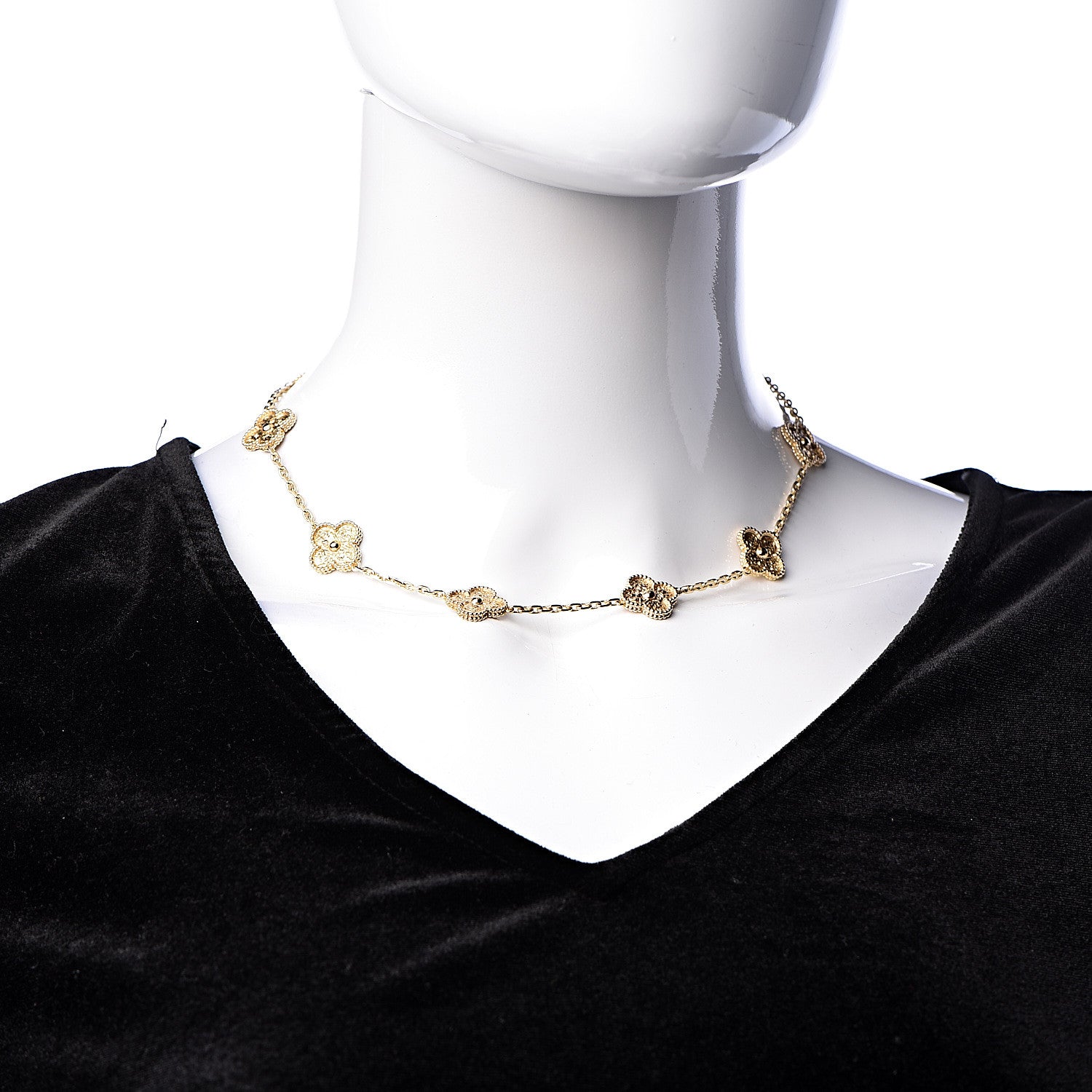 Van Cleef & Arpels 18K Yellow Gold 10 Motifs Vintage Alhambra Necklace 2 of 6