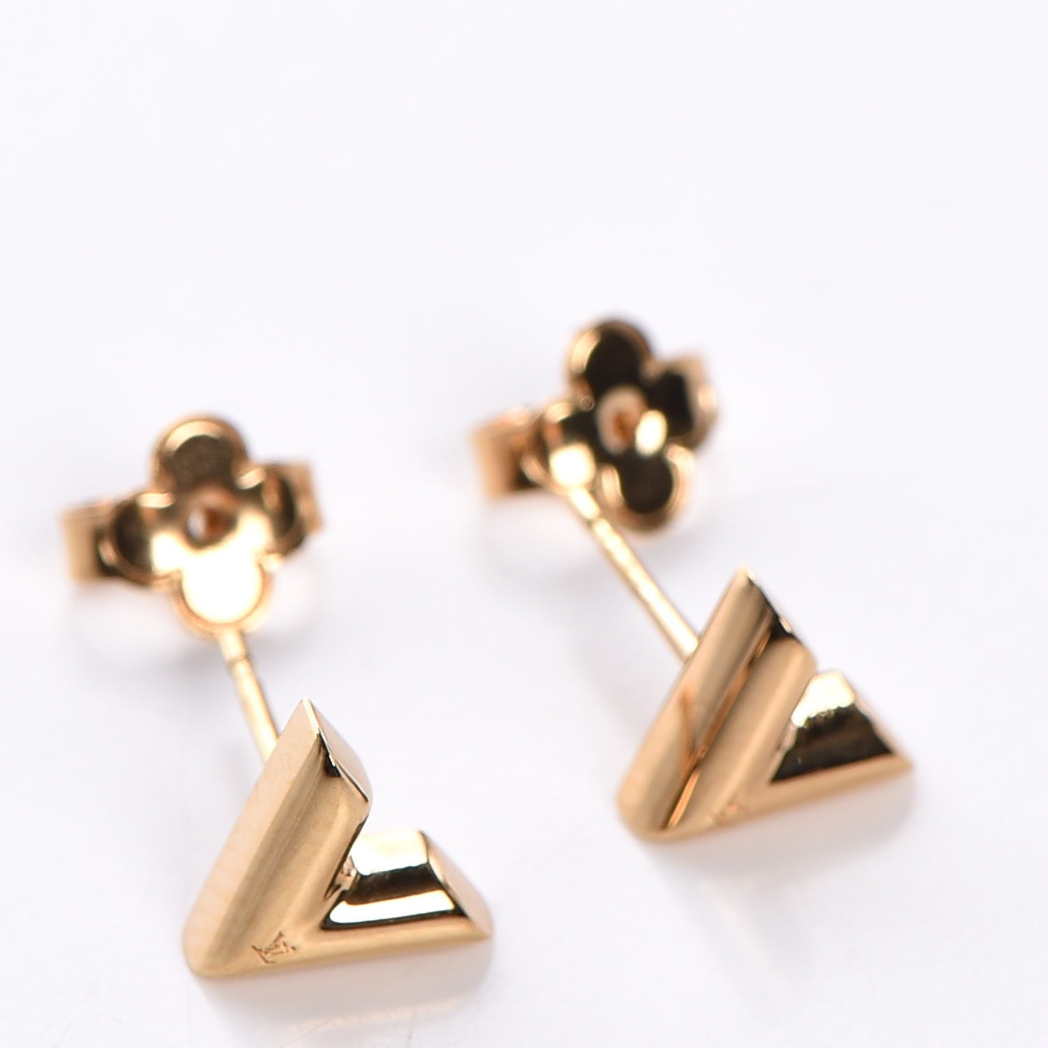 Louis Vuitton Brass Essential V Stud Earrings Gold 4 of 9