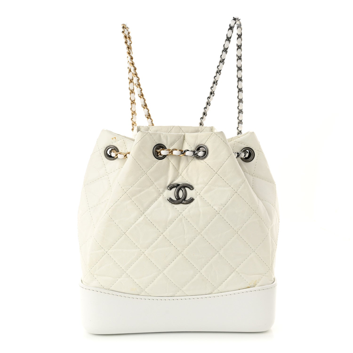 Chanel Aged Calfskin Quilted Small Gabrielle Backpack White 1 of 13