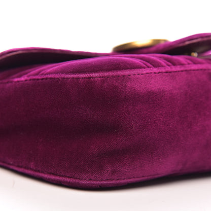 Gucci Velvet Matelasse Mini GG Marmont Shoulder Bag Fuchsia Violet Cyclamen 11 of 17