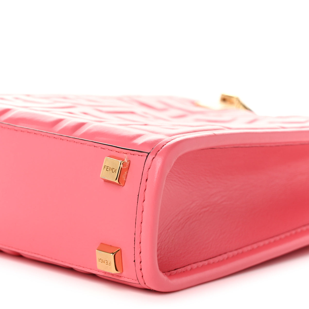 Fendi Vitello Plexiglass FF Embossed Mini Fendi Sunshine Shopper Tote Pink Dalia 10 of 11