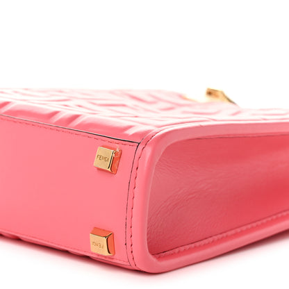 Fendi Vitello Plexiglass FF Embossed Mini Fendi Sunshine Shopper Tote Pink Dalia 10 of 11
