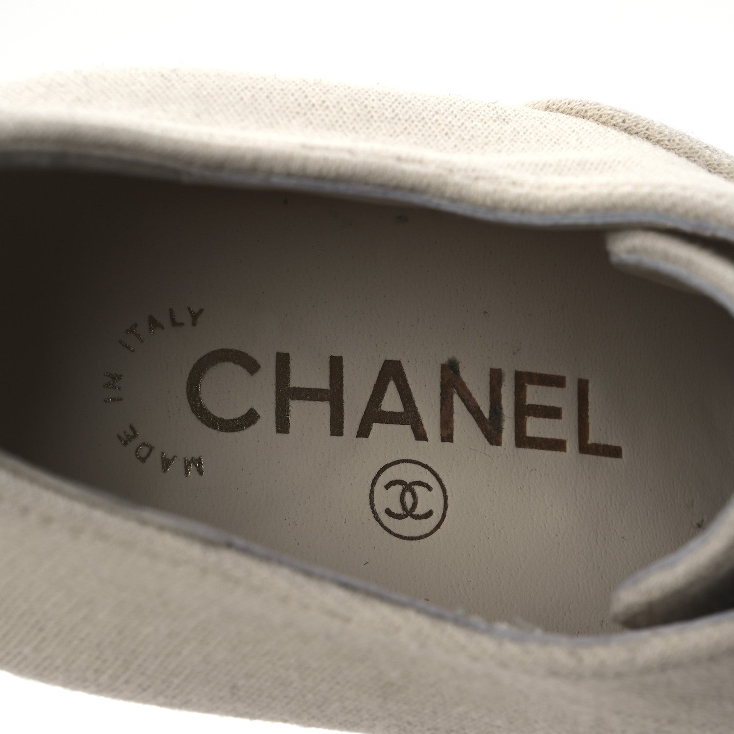 Chanel Canvas Lace Up Oxford Pumps 38 White Black 9 of 13