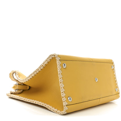 Fendi Cuoio Romano Selleria Raffia Bi-Color Woven Medium Peekaboo X-Lite Sunflower Paglia 7 of 8