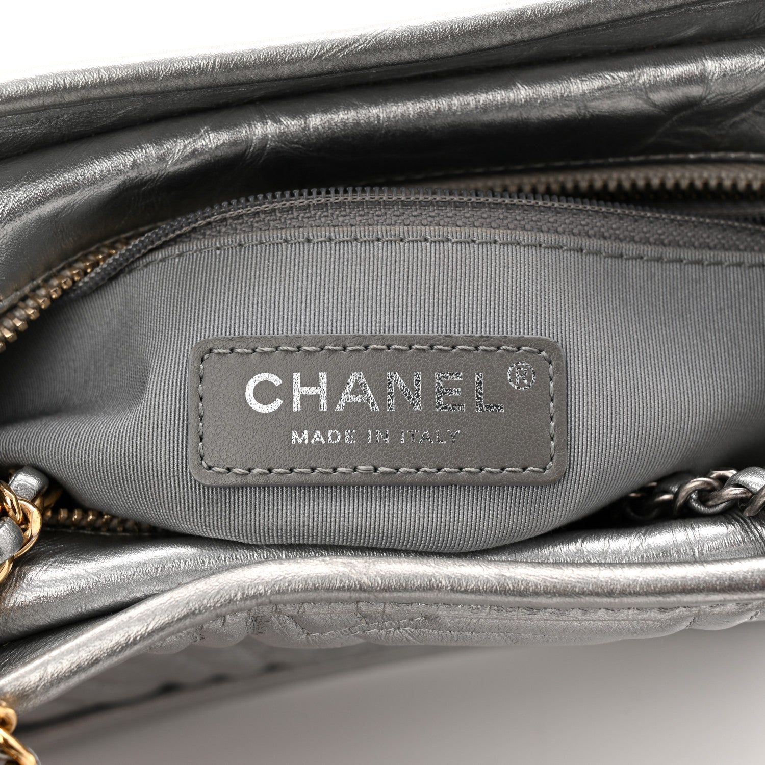 Chanel Metallic Aged Calfskin CC Quilted Small Gabrielle Hobo Dark Silver 6 of 10
