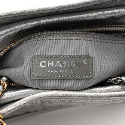 Chanel Metallic Aged Calfskin CC Quilted Small Gabrielle Hobo Dark Silver 6 of 10