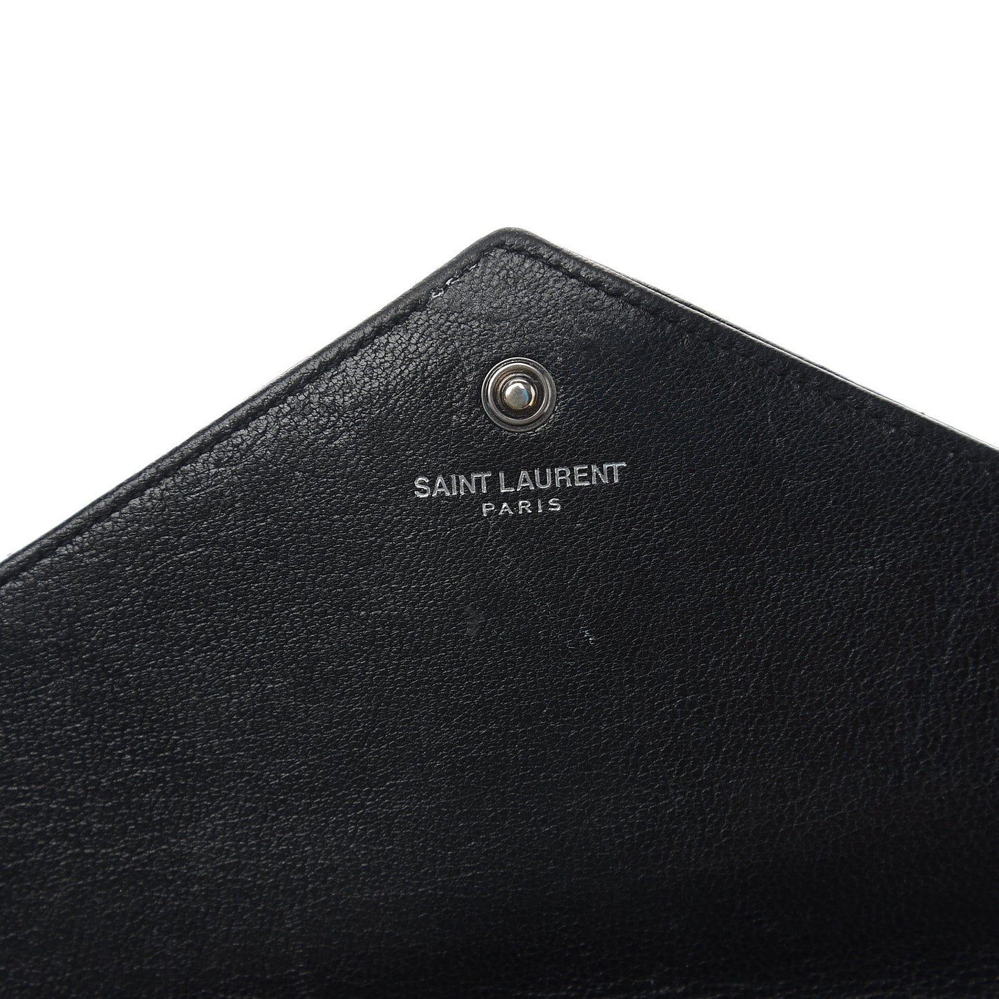 Sheepskin Tri-Quilt Monogram Envelope Chain Wallet Black