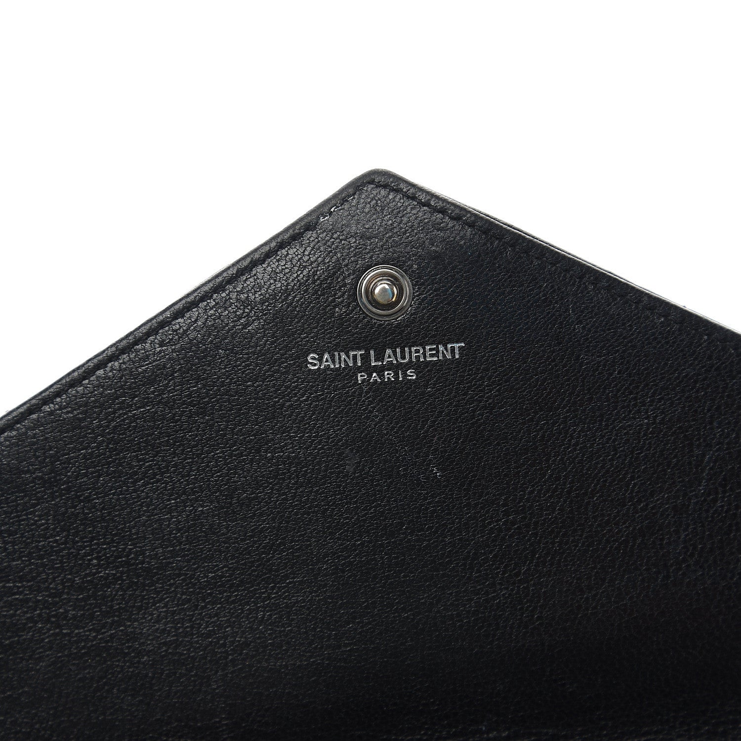 Saint Laurent Sheepskin Tri-Quilt Monogram Envelope Chain Wallet Black 5 of 10