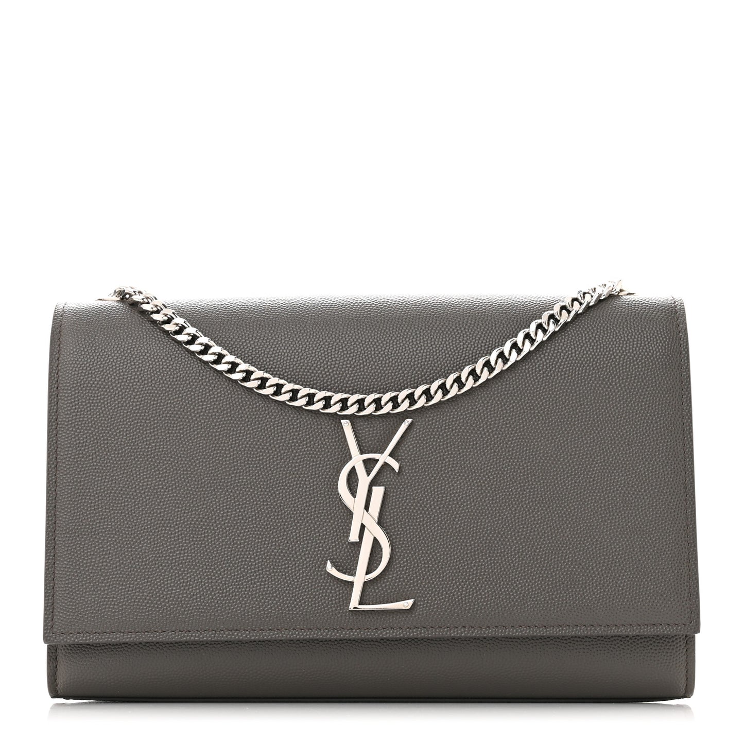 Grain De Poudre Medium Classic Monogram Kate Satchel Earth Grey