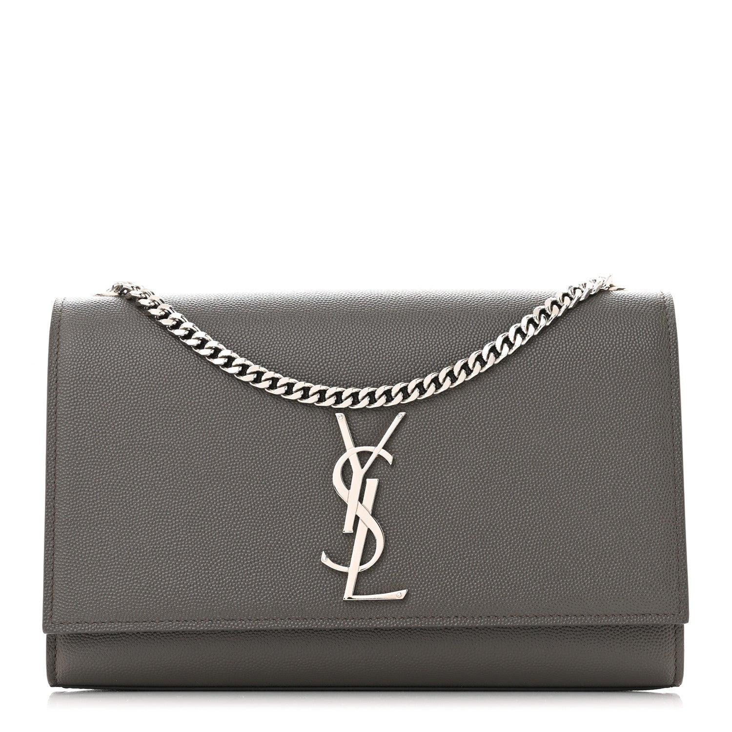 Saint Laurent Grain De Poudre Medium Classic Monogram Kate Satchel Earth Grey 1 of 10
