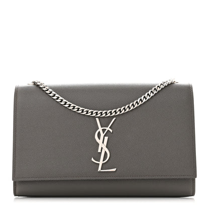 Saint Laurent Grain De Poudre Medium Classic Monogram Kate Satchel Earth Grey 1 of 10