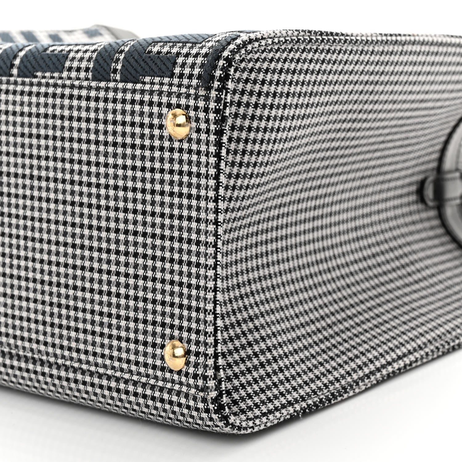 Fendi Wool Vitello King Houndstooth FF Embroidered Medium Peekaboo X-Tote Grigio Anthracite 9 of 10
