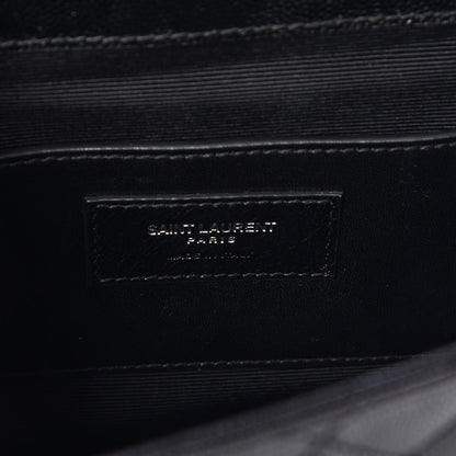 Saint Laurent Grain De Poudre Textured Mixed Matelasse Triquilt Medium Monogram Satchel Black 6 of 7