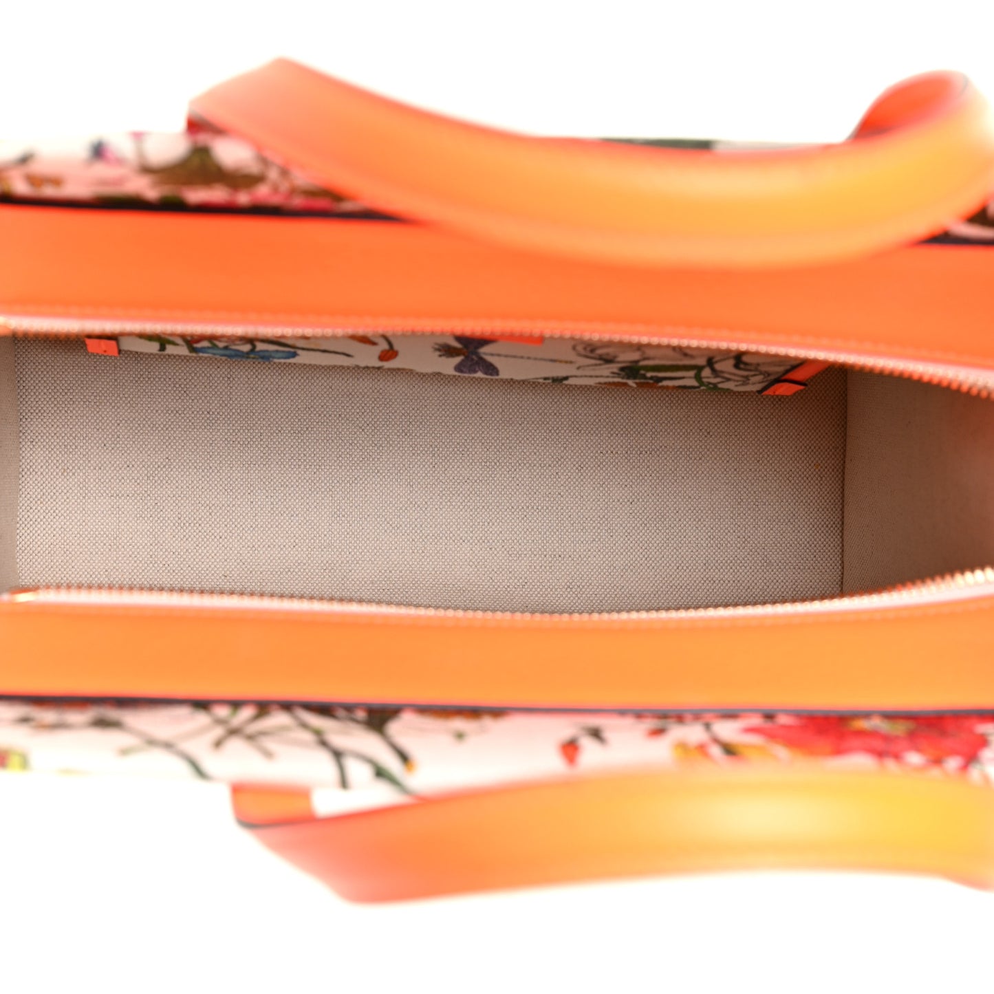 Canvas Medium Flora Tote White Multicolor Orange Fluo