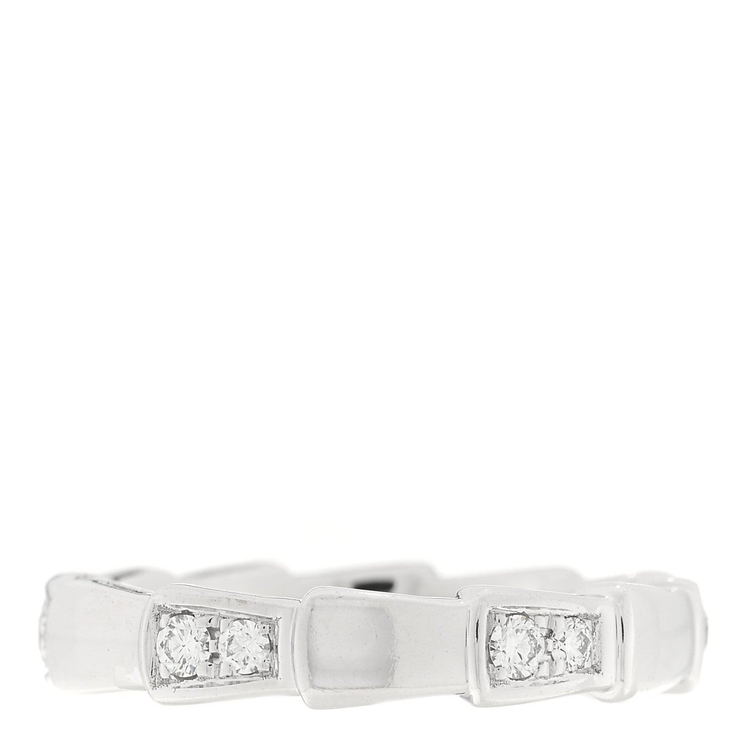 Bulgari 18K White Gold Diamond Serpenti Viper Band Ring 46 3.75 3 of 4