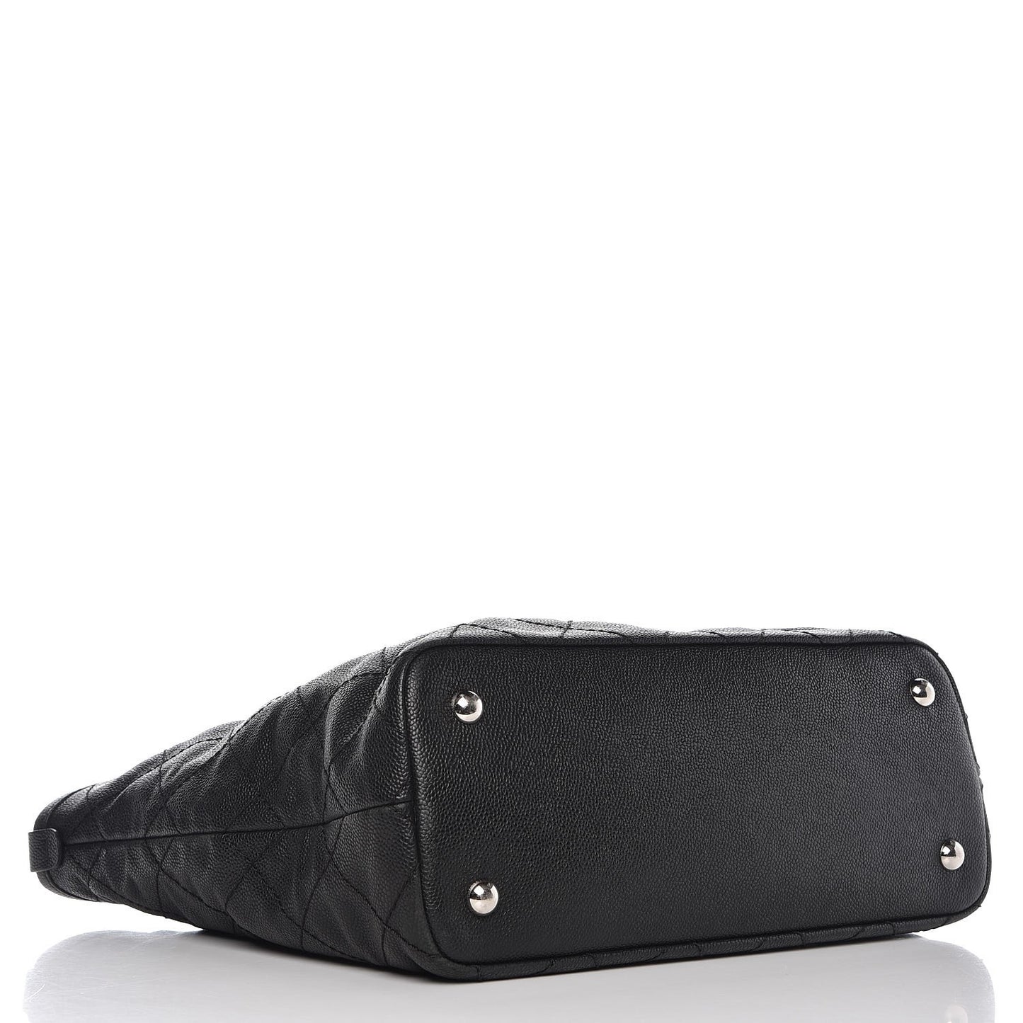 Grained Calfskin Quilted Small Daily Shopping Tote Black