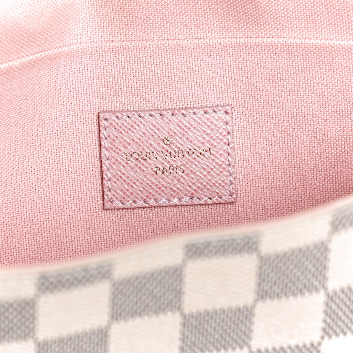 Damier Azur Pochette Felicie Chain Wallet Rose Ballerine