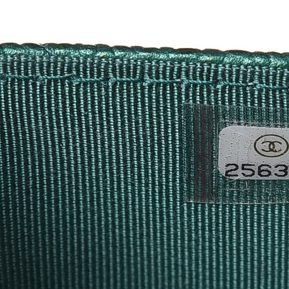 Chanel Metallic Caviar Quilted Card Holder Green 7 of 9
