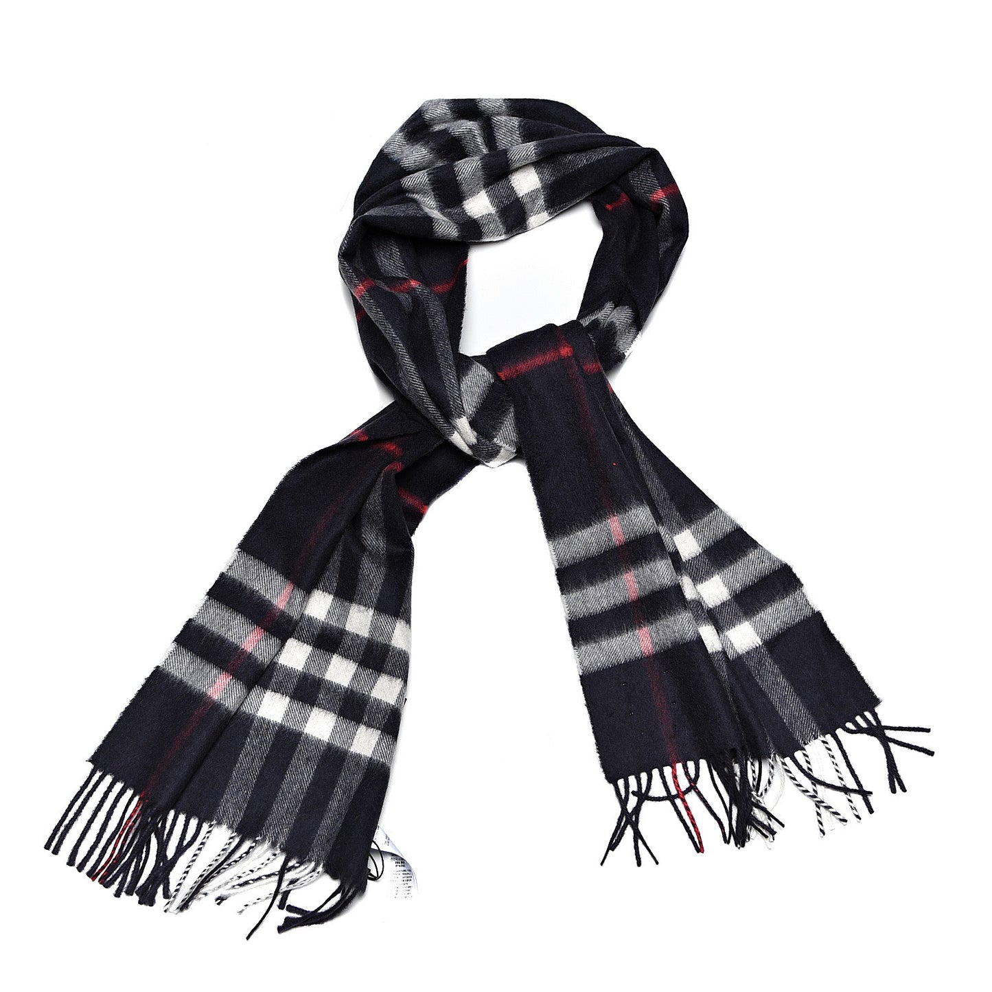 Cashmere Giant Check Scarf Navy