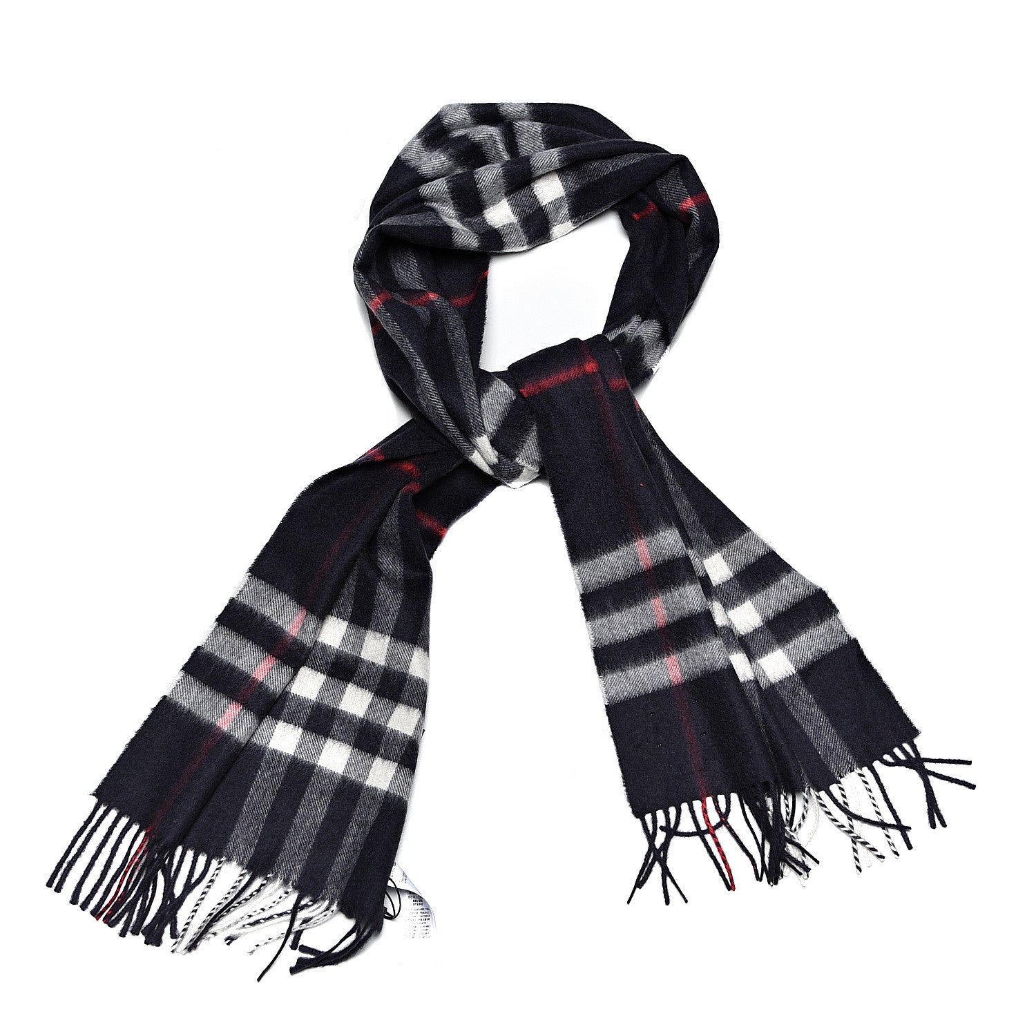 Burberry Cashmere Giant Check Scarf Navy 1 of 6