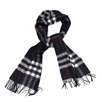 Burberry Cashmere Giant Check Scarf Navy 1 of 6