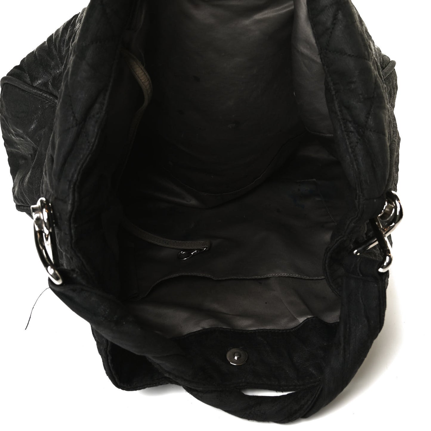 Crinkled Coated Canvas Le Marais Hobo Black