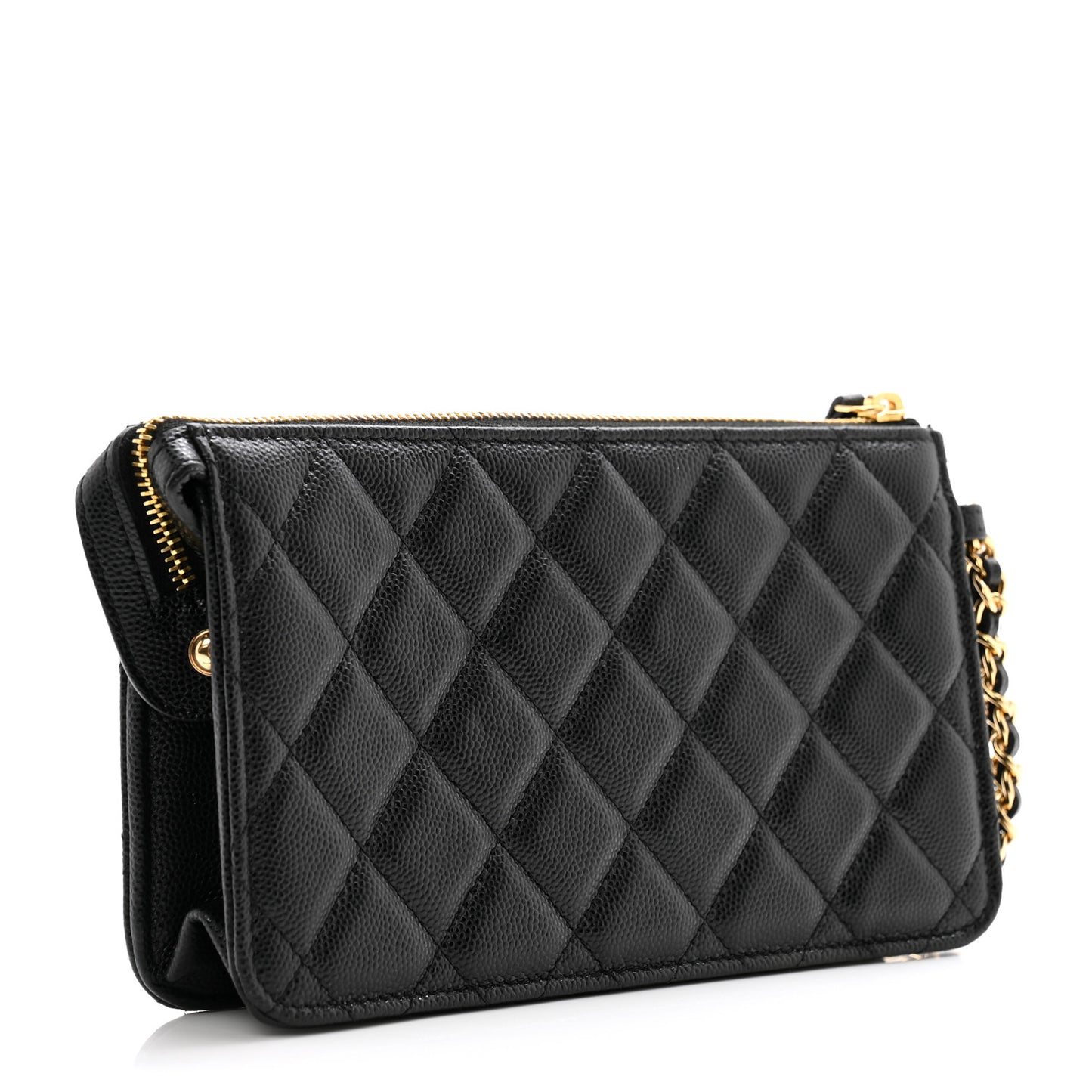 Caviar Quilted Polly Pocket Pouch Black