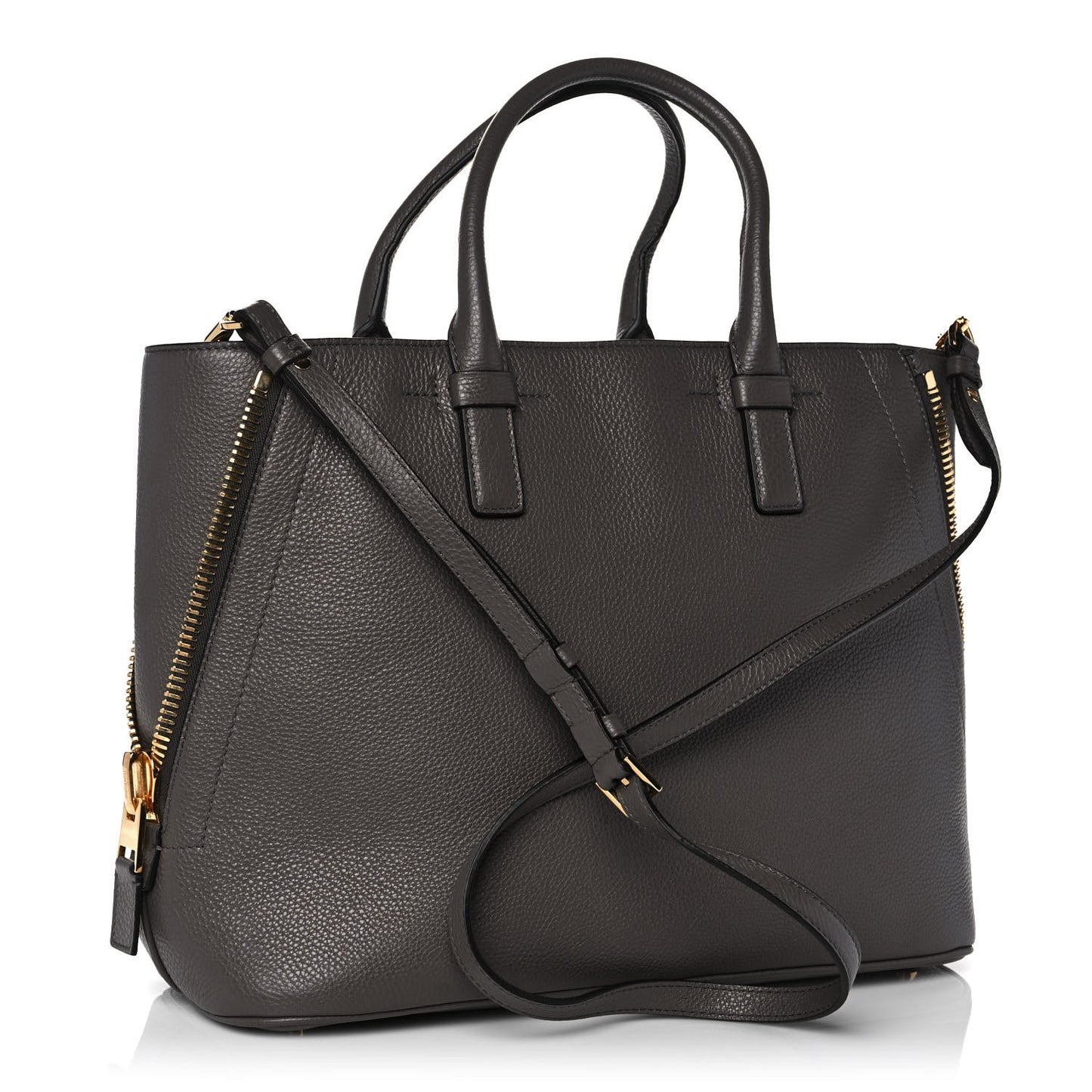 Pebbled Calfskin Medium Jennifer Zip Tote Graphite