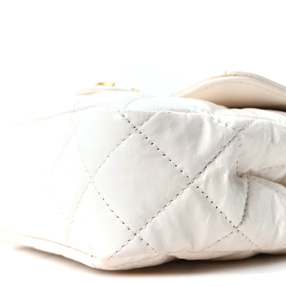 Chanel Shiny Crumpled Calfskin Quilted Small Wavy CC Hobo White 10 of 10