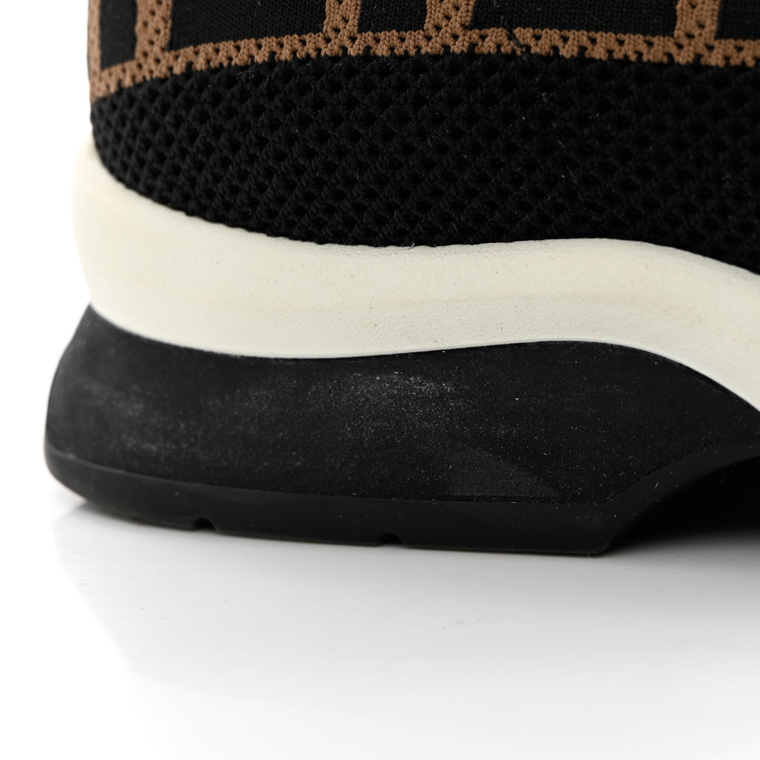 Fendi Stretch Yarn FF Stiff Band Rockoko Sneakers 38 Black White Tobacco 9 of 13