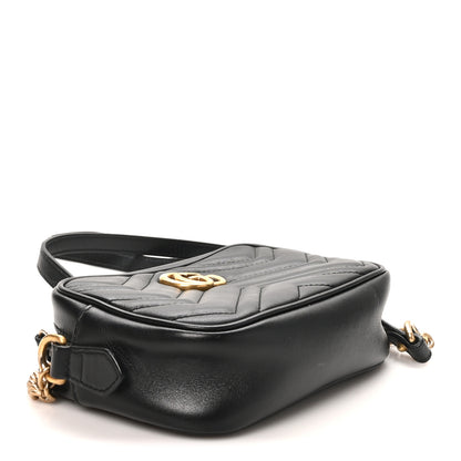 Gucci Calfskin Matelasse Mini GG Marmont Chain Shoulder Bag Black 4 of 10