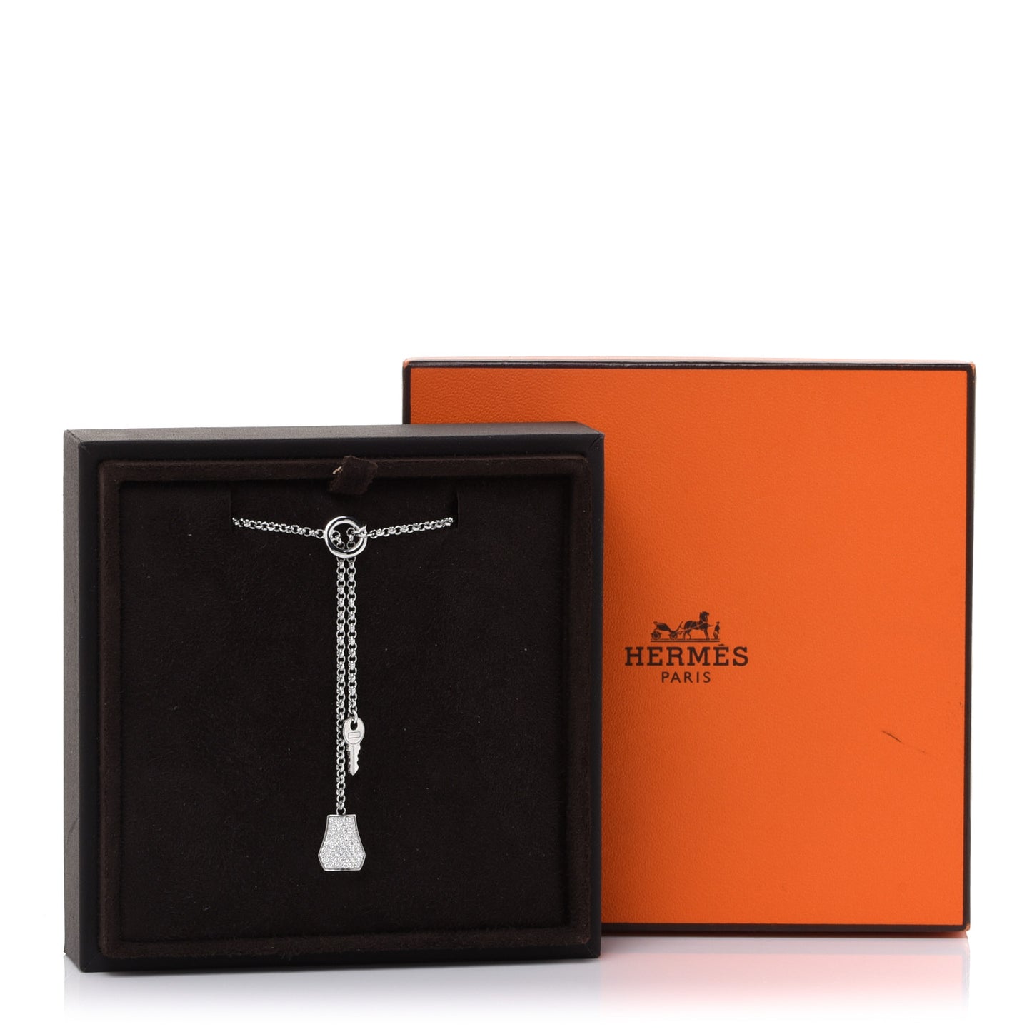 18K White Gold Diamond PM Kelly Clochette Necklace