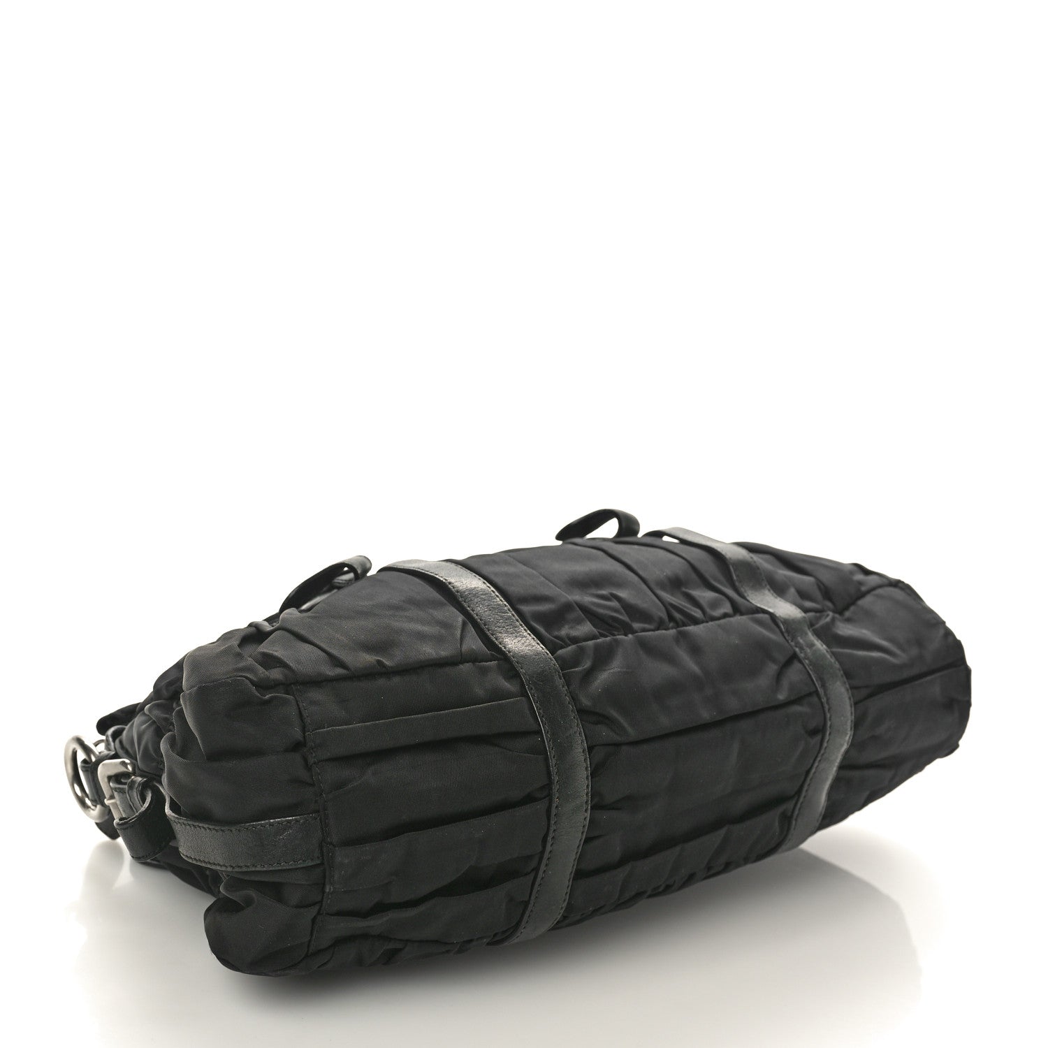 Prada Tessuto Nylon Nappa Braided Gaufre Shopping Satchel Black 4 of 9