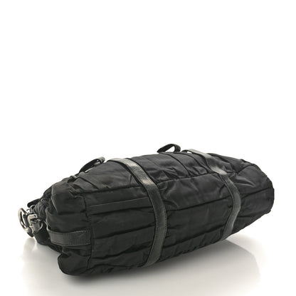 Prada Tessuto Nylon Nappa Braided Gaufre Shopping Satchel Black 4 of 9