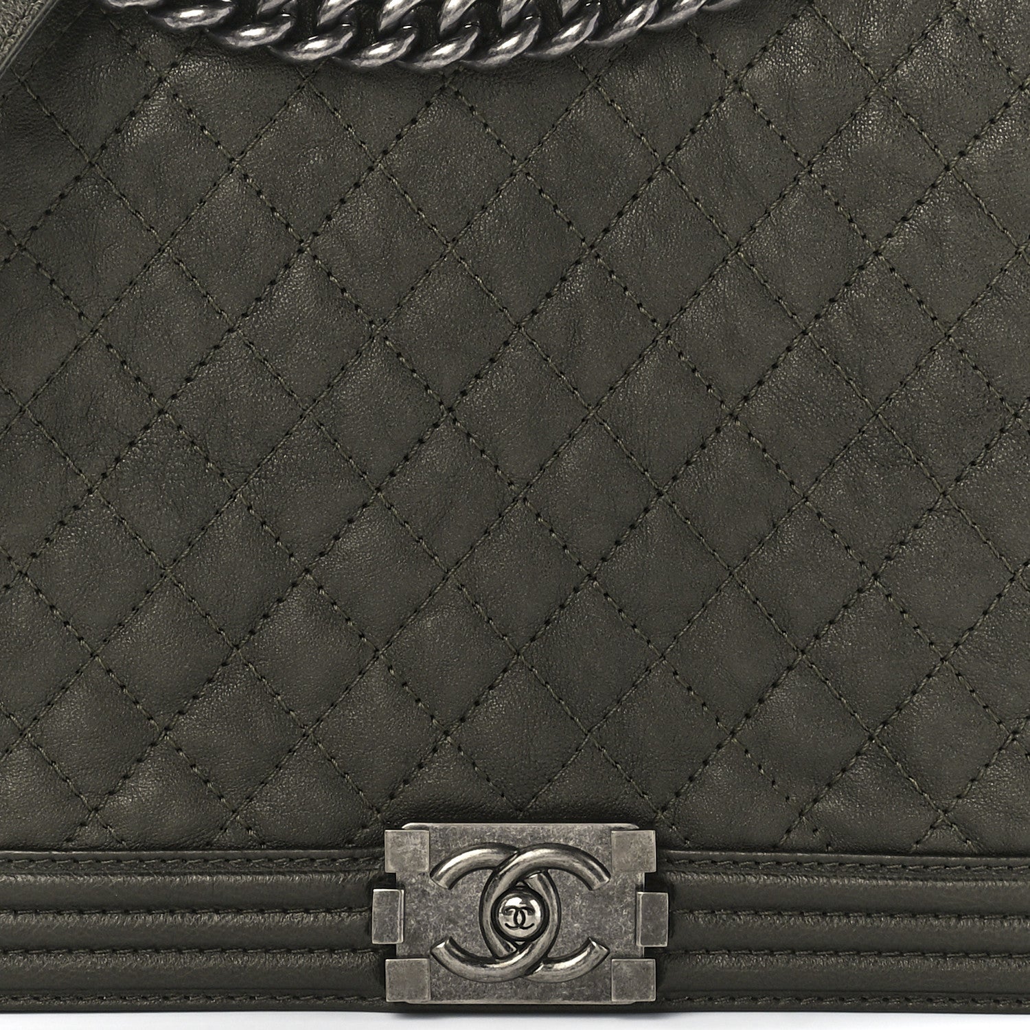 Chanel Caviar Quilted Large Boy Flap Green 7 of 10